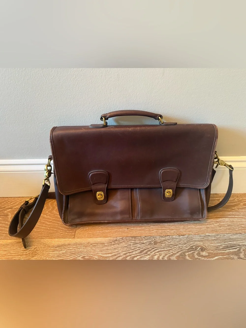 Vintage 90s Coach Prescott brown Leather Messenger Briefcase Laptop Bag